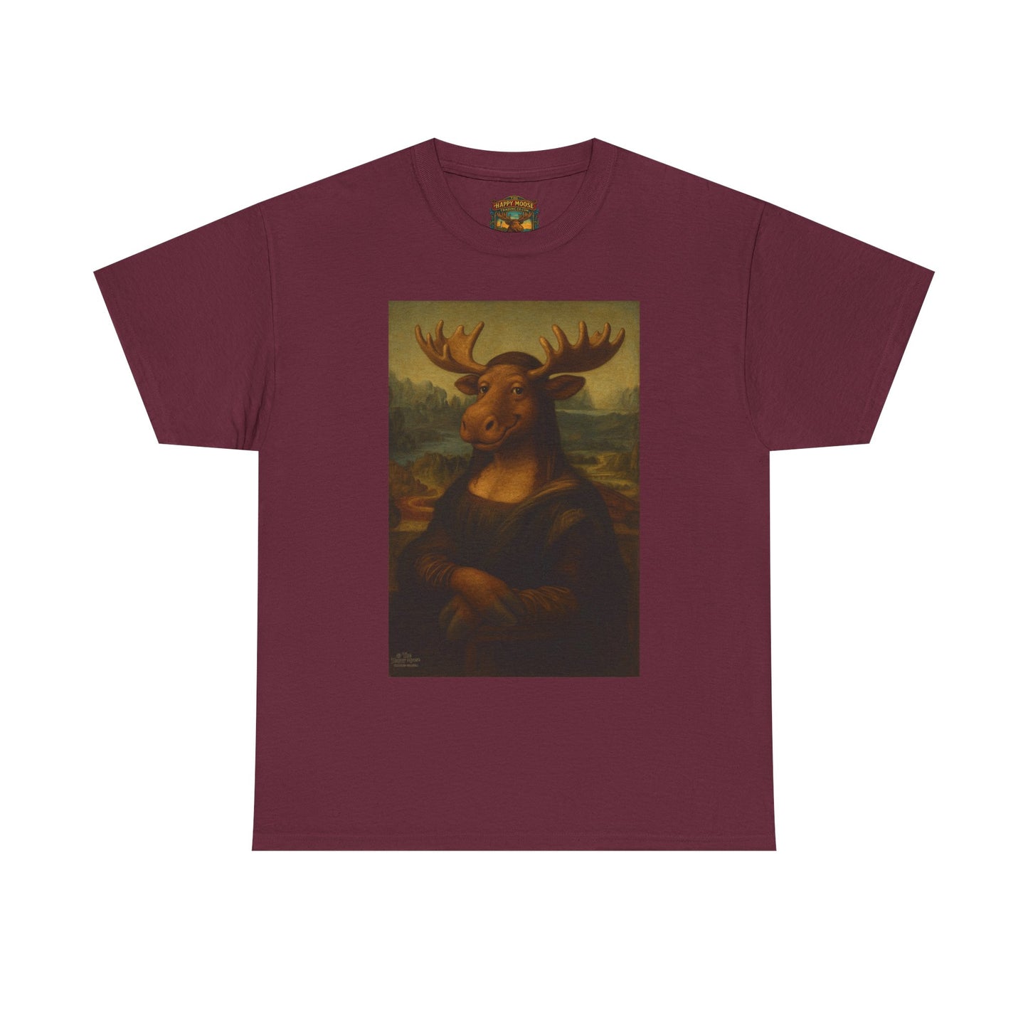 Mona Moose Tee — Funny Renaissance Moose Portrait T‑Shirt