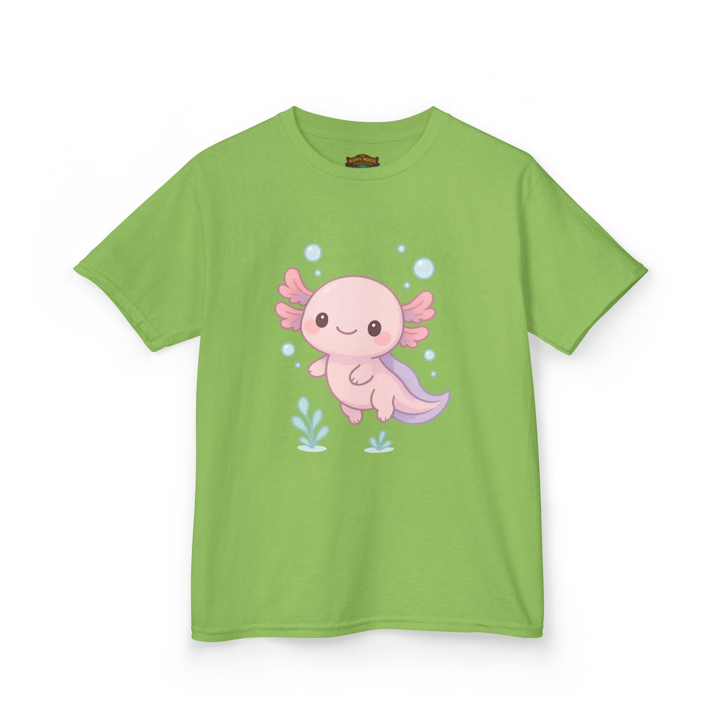 Kids Axolotl T‑Shirt — Cute Pink Axolotl Cartoon Tee for Kids