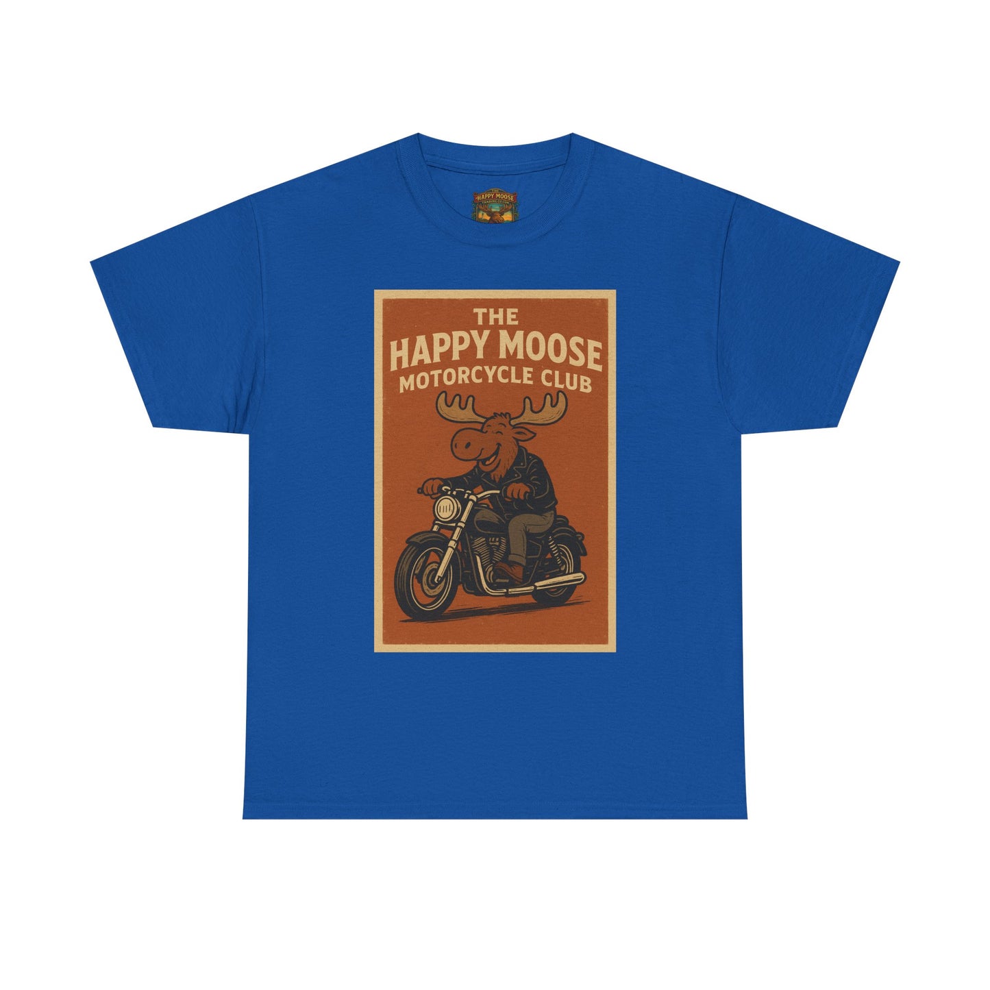 Happy Moose Motorcycle Club T-Shirt | Moose Biker Graphic