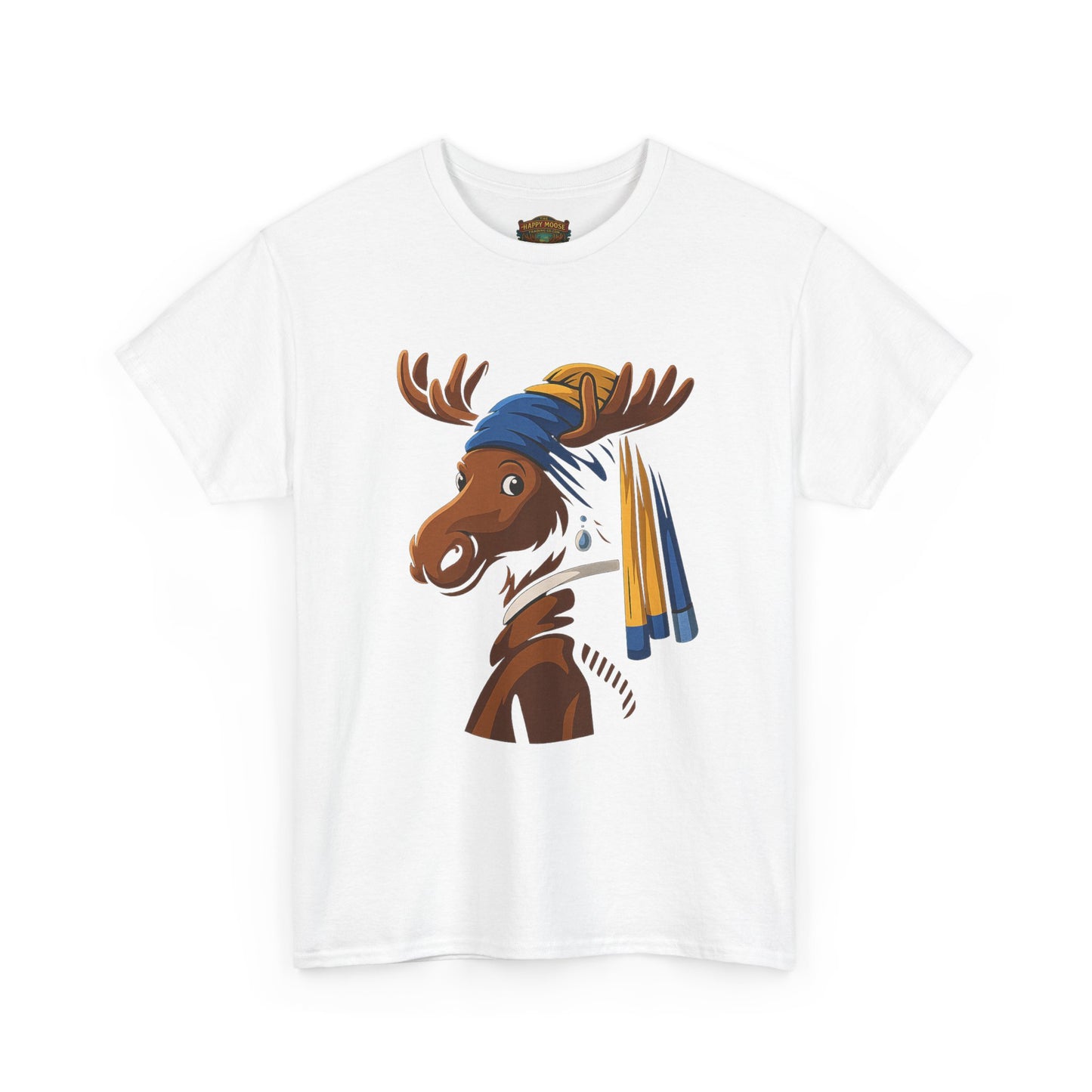 The Moose With The Pearl Earring Graphic Tee — Playful Moose with Headwrap T-Shirt