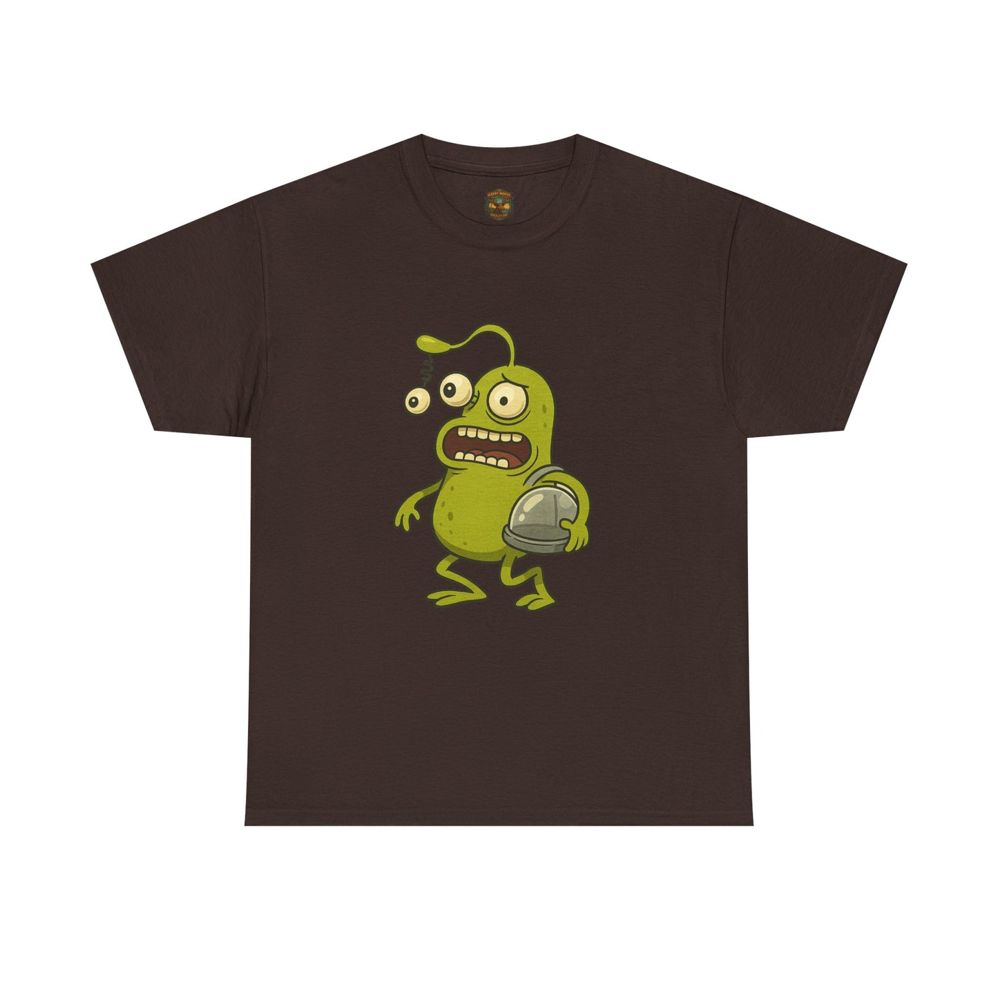 Green Alien Cartoon Tee | Funny Space Monster Illustration B