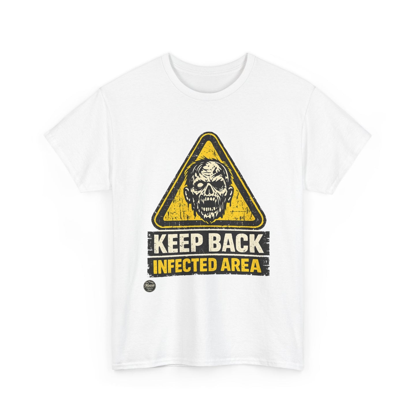 Zombie Warning Tee — "Keep Back Infected Area" Graphic T-Shirt