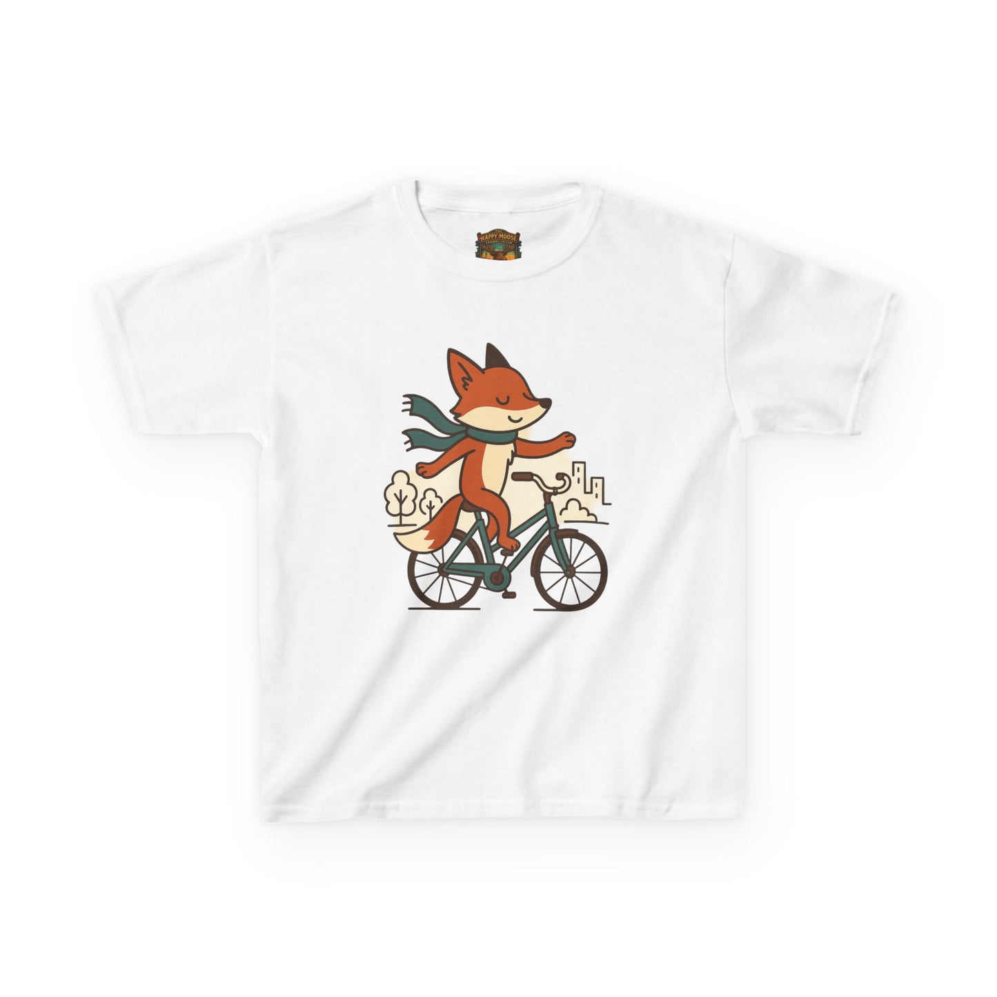 Kids Fox Bike T‑Shirt — Cute Riding Fox Illustration Tee
