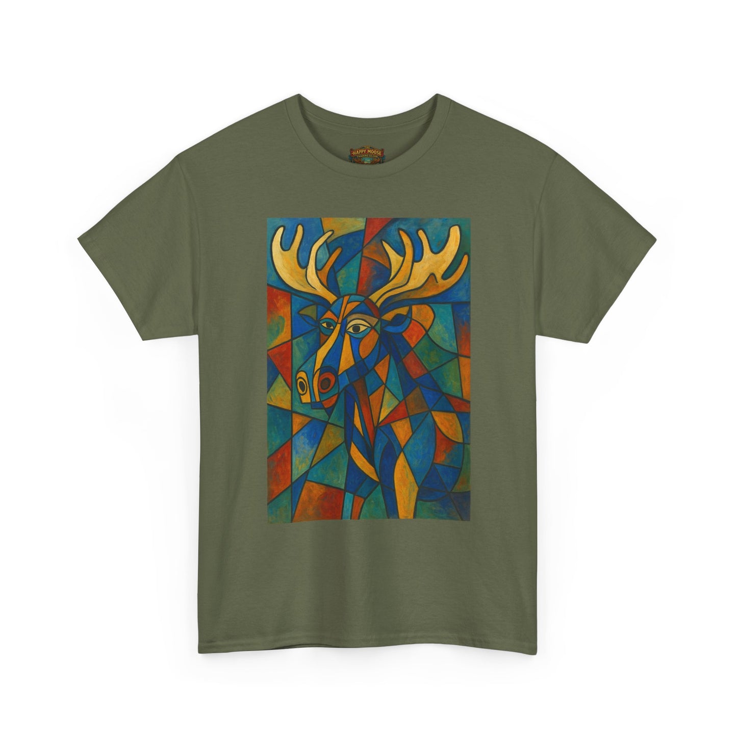 Picasso Moose T‑Shirt — Colorful Geometric Woodland Art Tee
