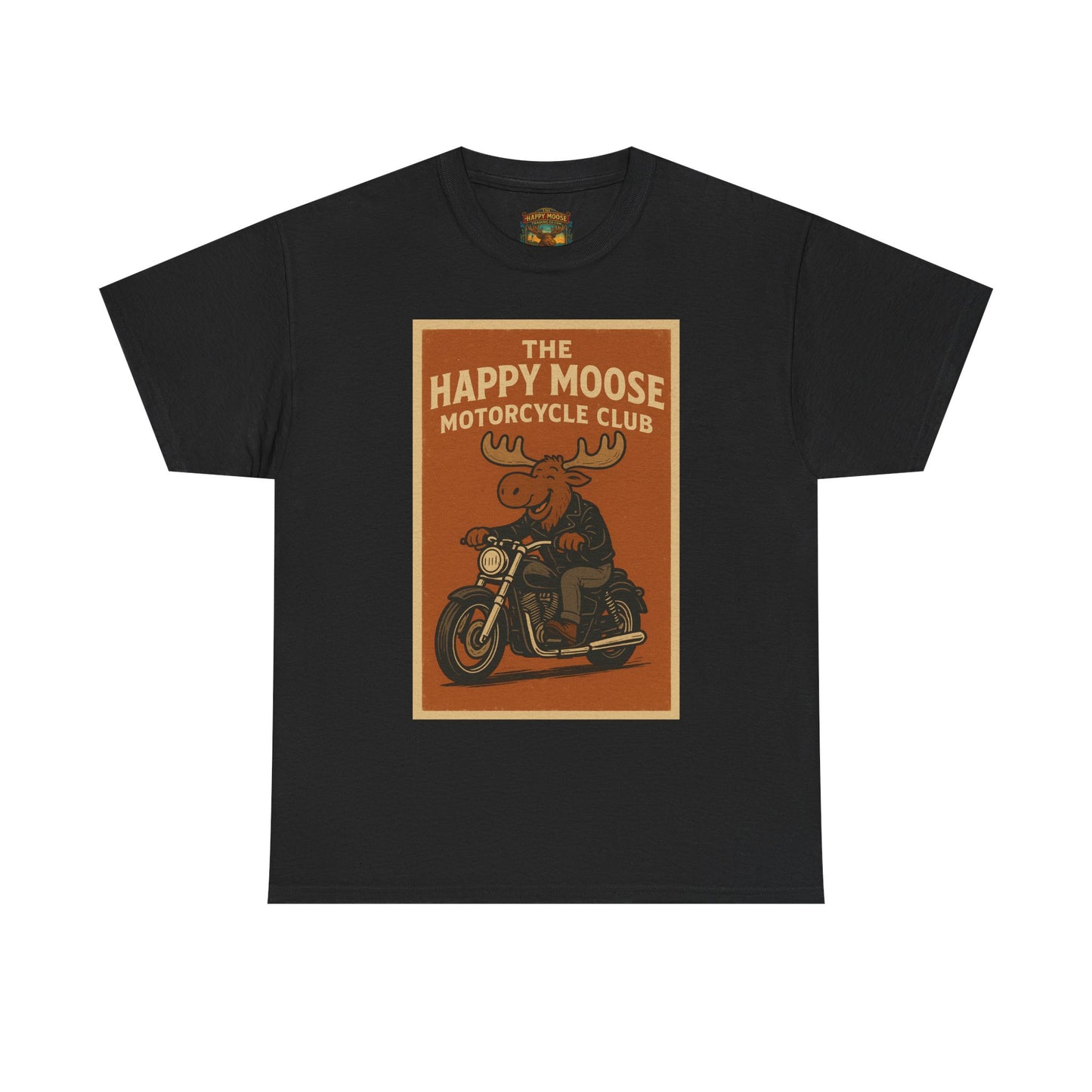 Happy Moose Motorcycle Club T-Shirt | Moose Biker Graphic