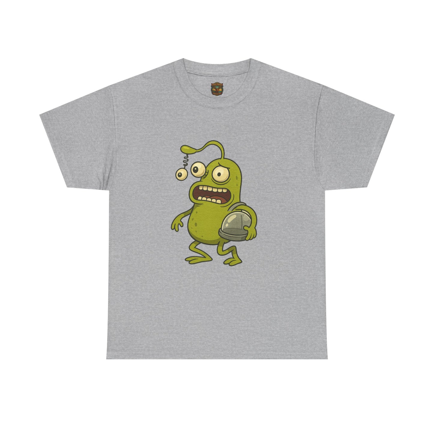 Green Alien Cartoon Tee | Funny Space Monster Illustration B