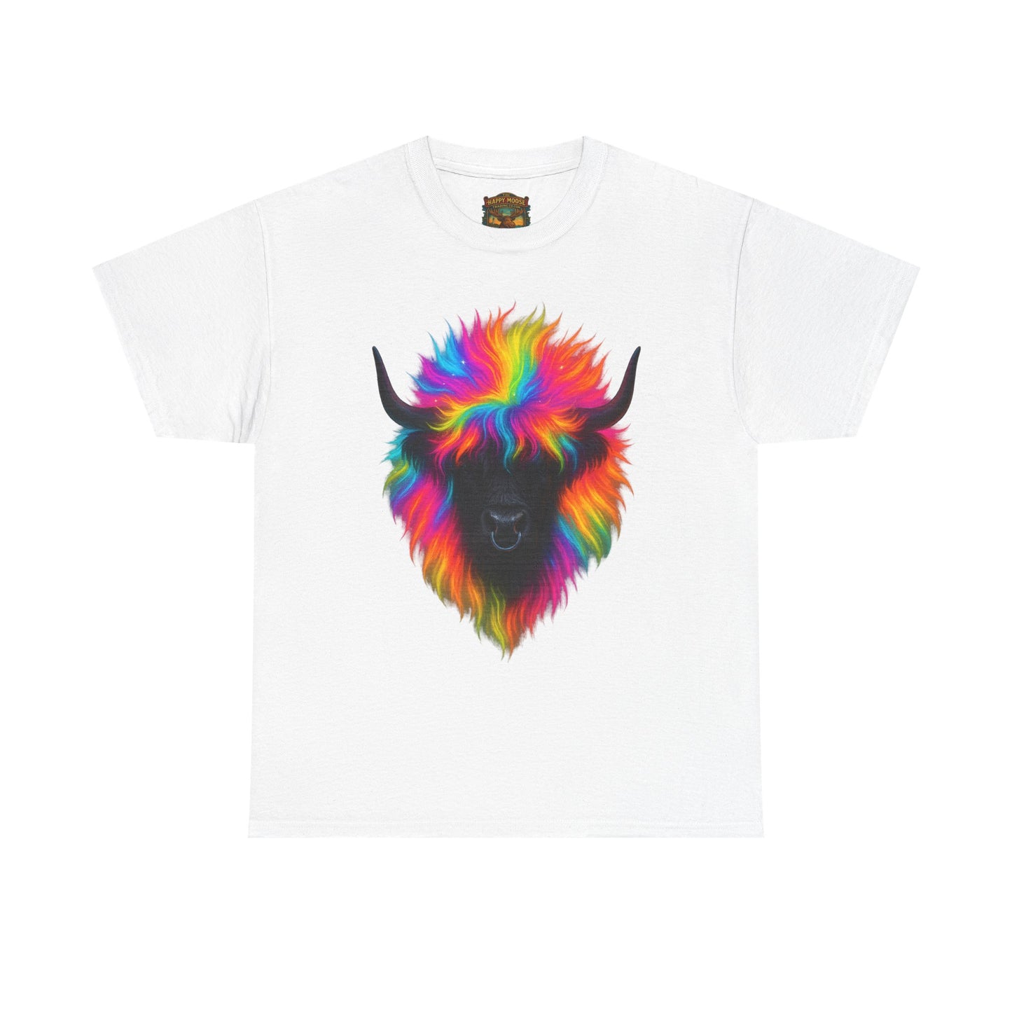 Rainbow Buffalo T-Shirt — Colorful Neon Bison Graphic Tee