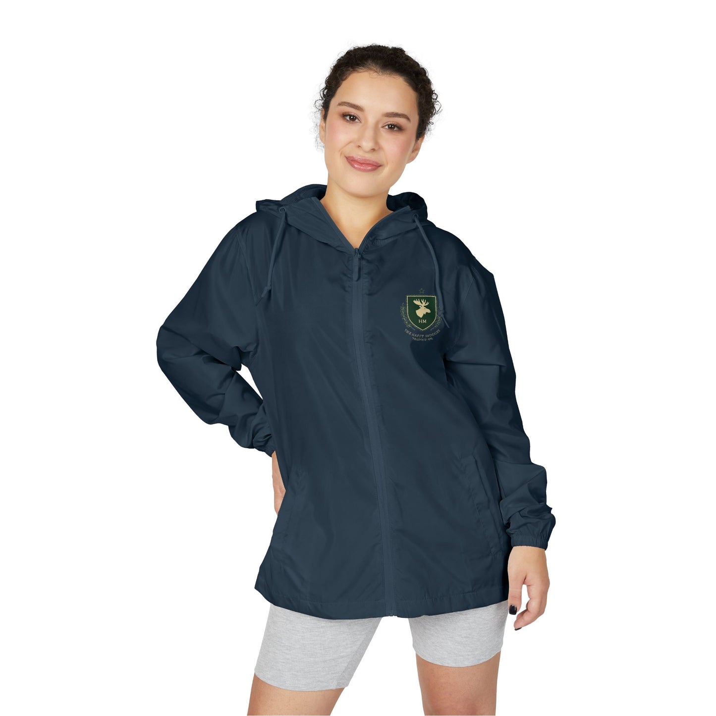 Windbreaker Jacket — Green Crest Emblem Hooded Windbreaker