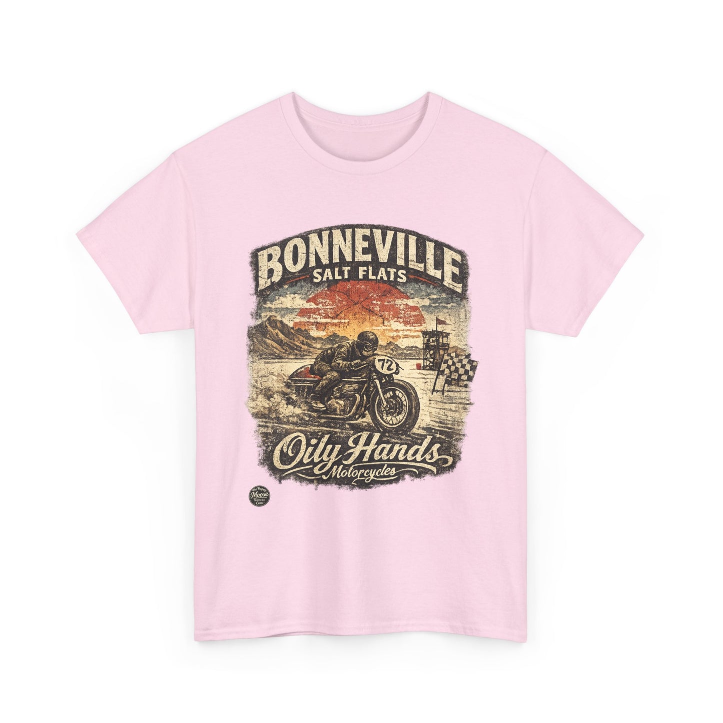 Oily Hands Bonneville Salt Flats Motorcycle Tee — Vintage Racing T-Shirt #006 E