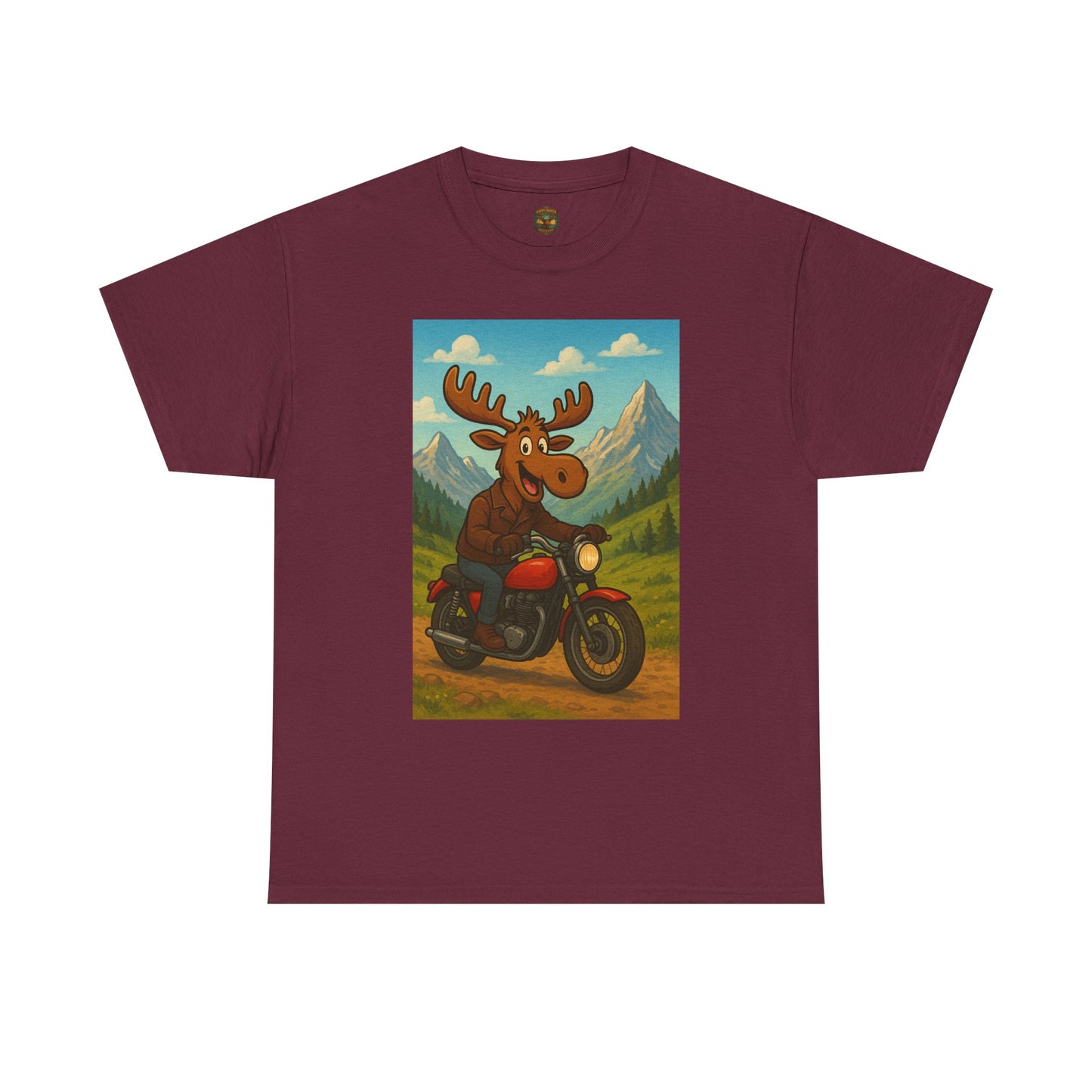 Happy Moose Motorcycle T-Shirt | Vintage Biker Moose Illustration