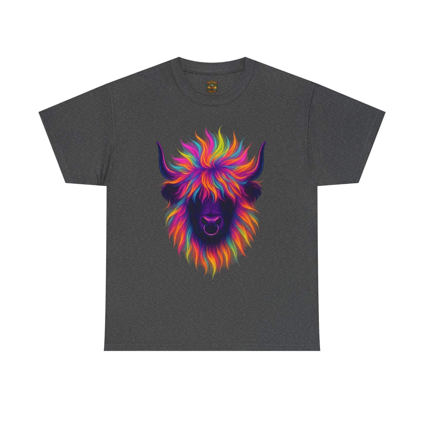 Colorful Highland Cow T-Shirt — Vibrant Rainbow Yak Graphic Tee