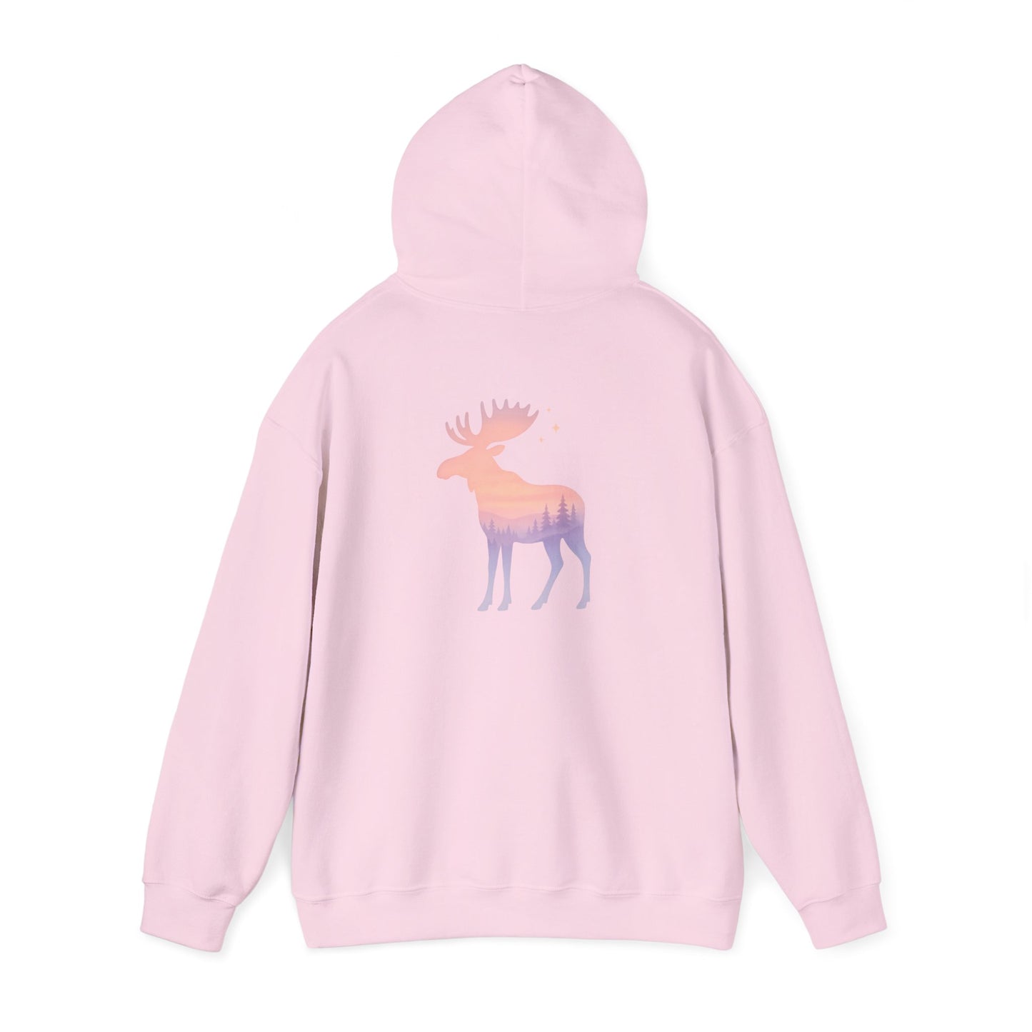 Moose Sunset Hoodie — Pastel Gradient Elk Graphic Pullover