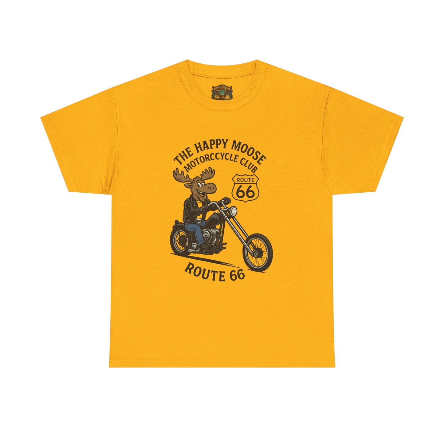 Happy Moose Motorcycle Club Route 66 T-Shirt | Moose Biker Tee