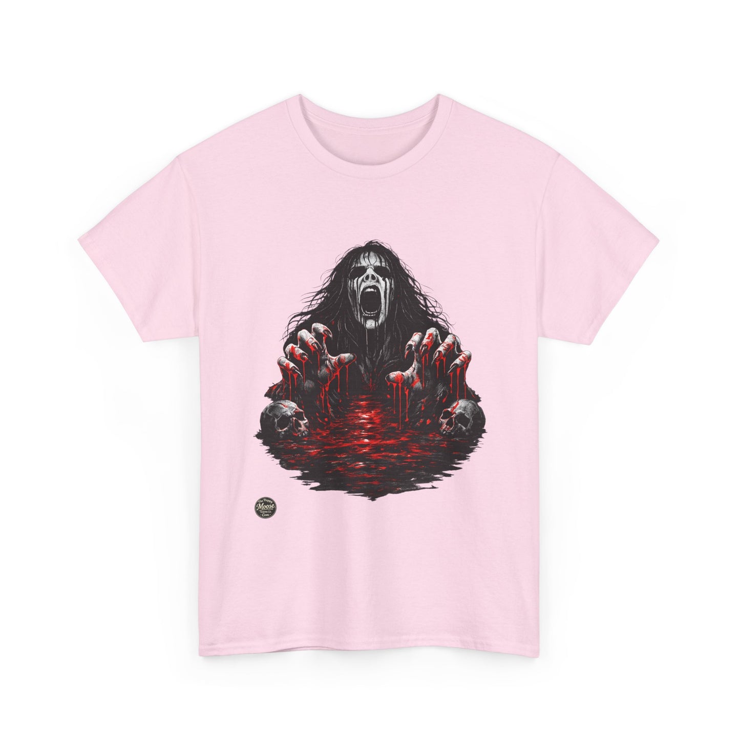T-Shirt — Horror Scream Design with Red Blood Pool (Gothic Horror Tee)  EZ002