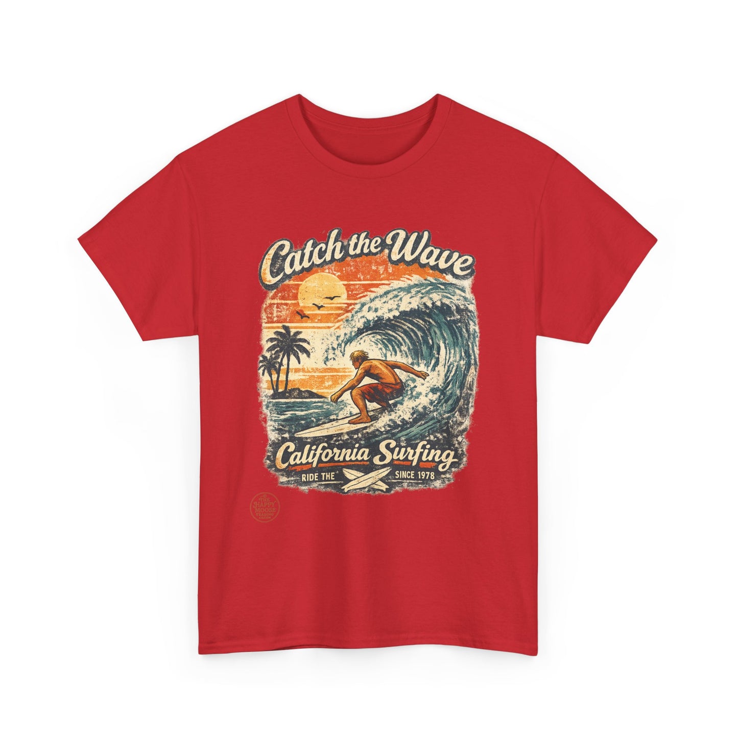 Catch the Wave California Surfing T-Shirt — Retro Beach Surf Tee