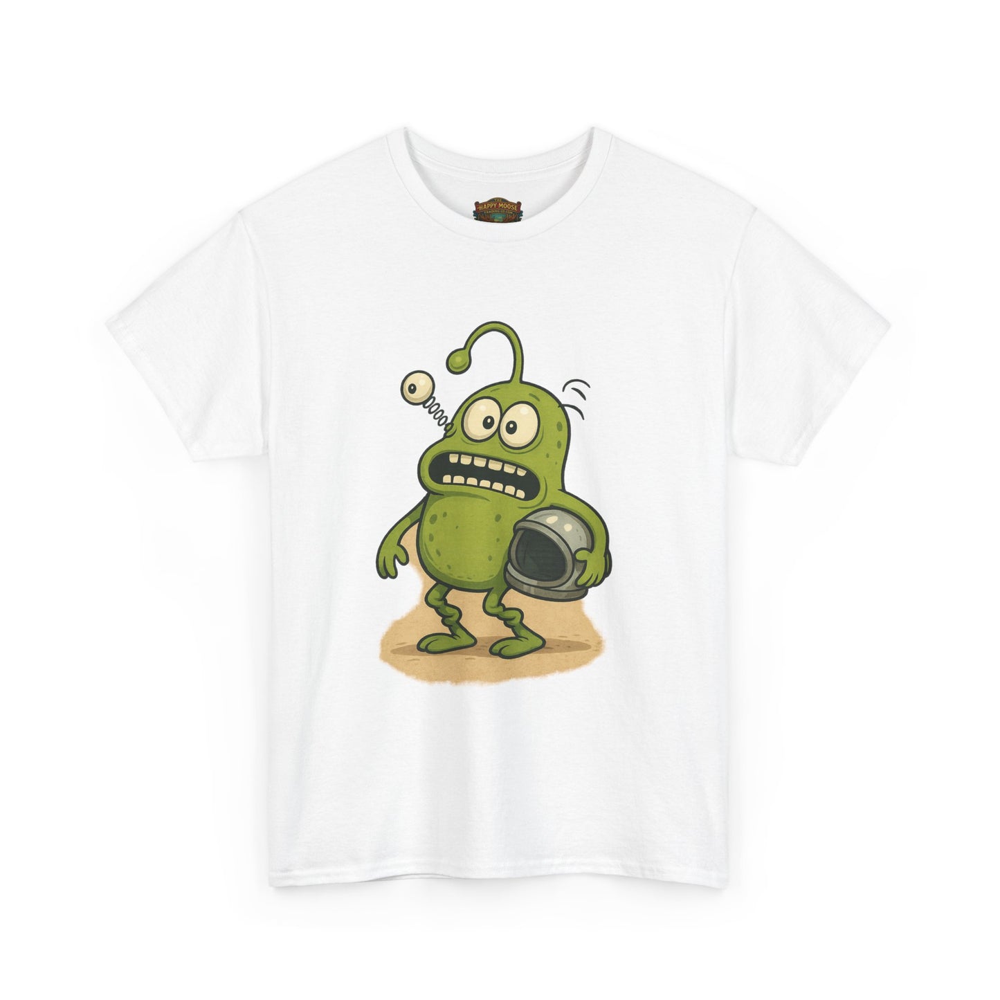 Green Alien Cartoon Tee | Funny Space Monster Illustration