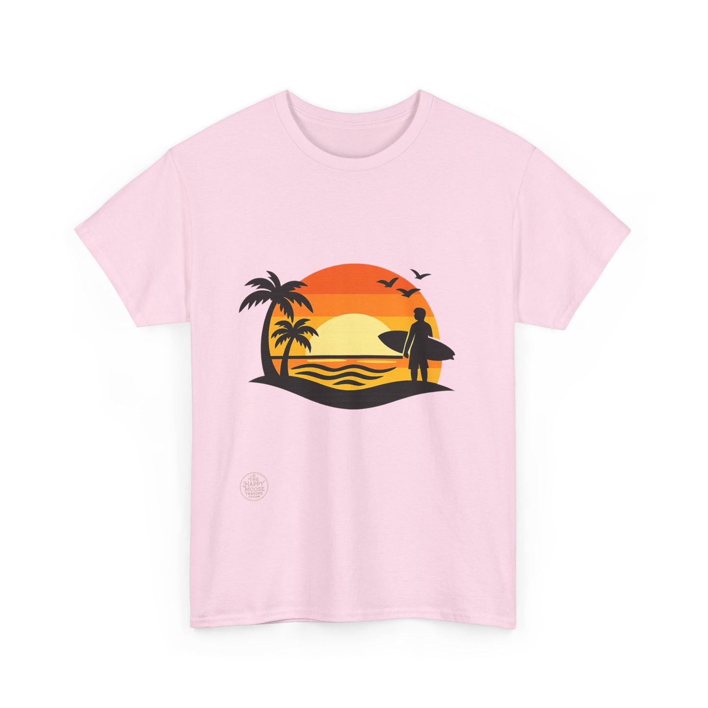 Surf Sunset T-Shirt — Retro Palm Tree Beach Tee