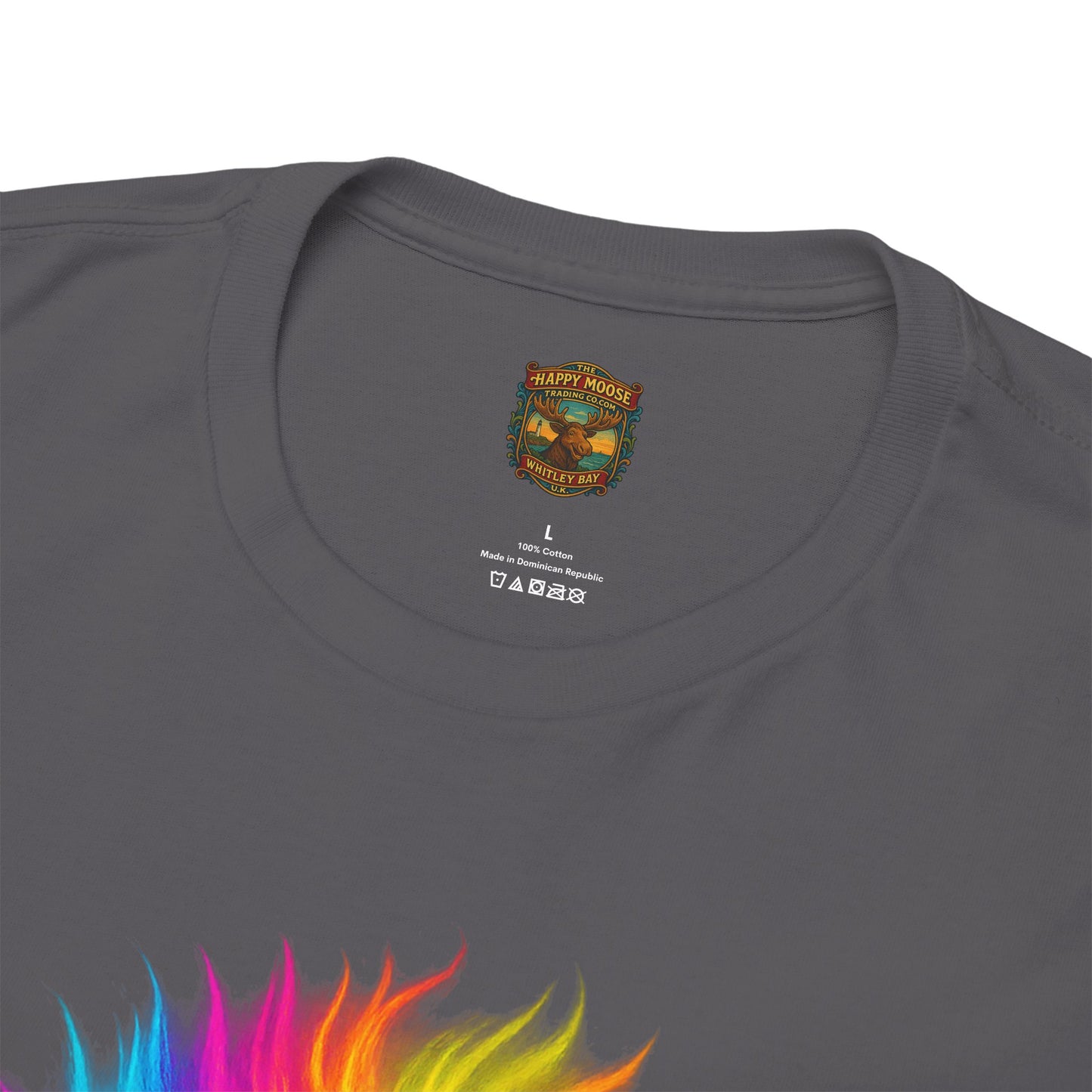 Rainbow Highland Cow T-Shirt — Colourful Neon Graphic Tee