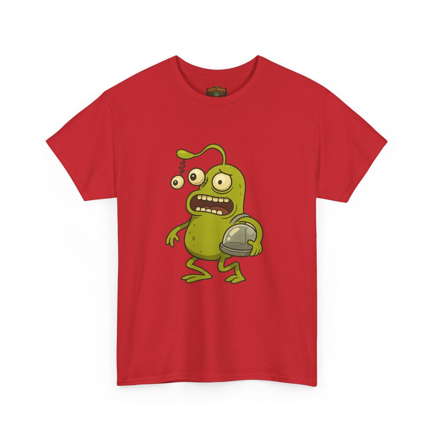Green Alien Cartoon Tee | Funny Space Monster Illustration B