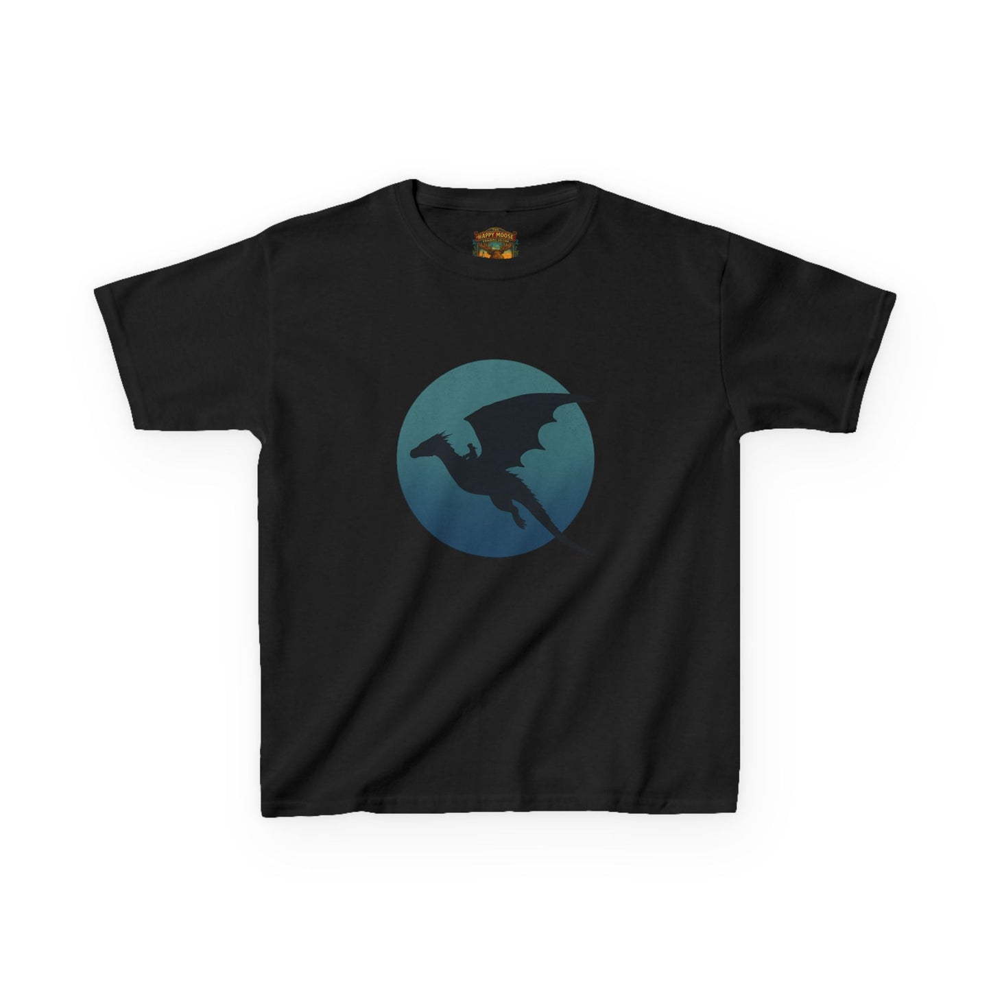 Kids Dragon Silhouette Tee — Fantasy Dragon Circle Graphic Shirt