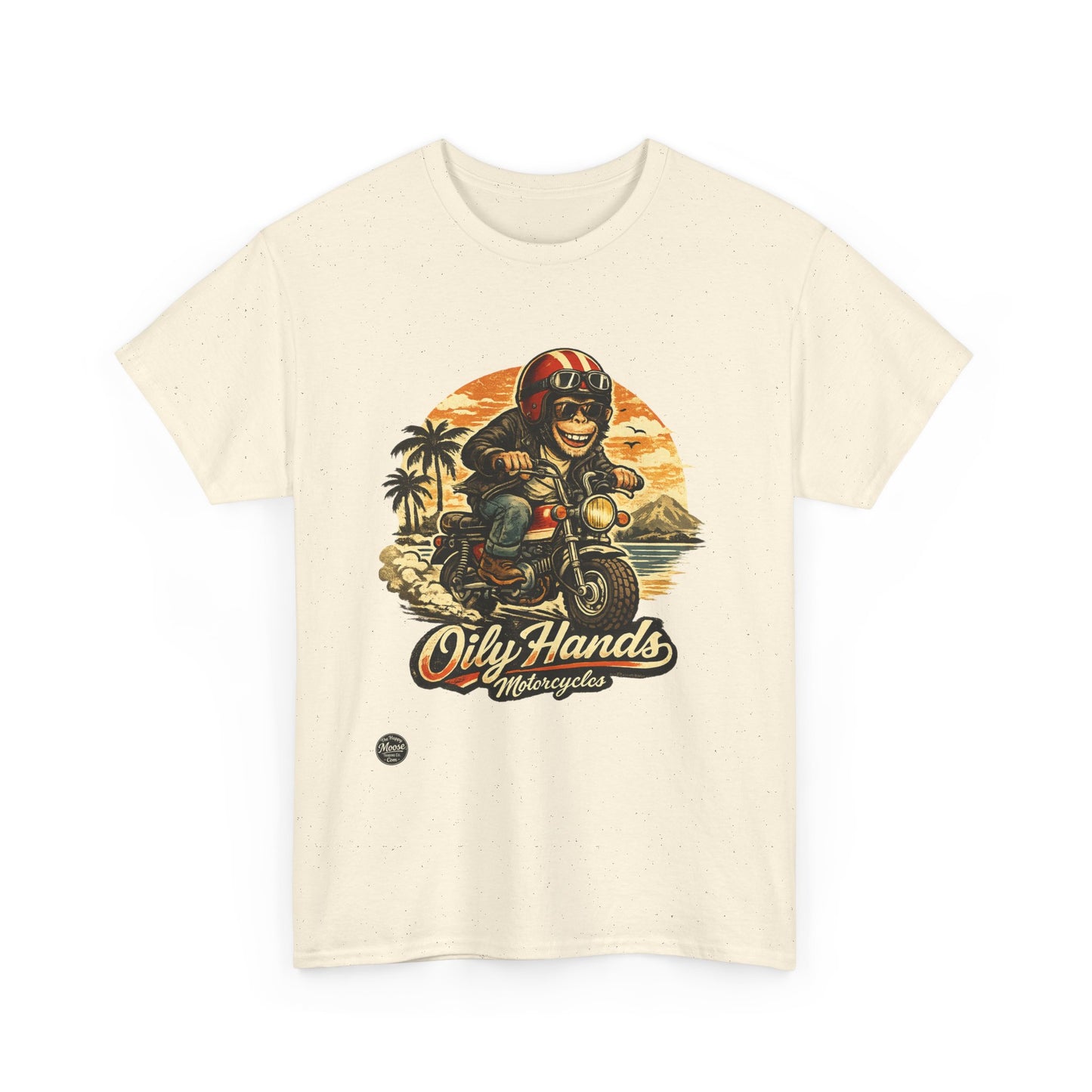 Oily Hands Motorcycle Rider Vintage Monkey Bike Sunset T-Shirt #008 E