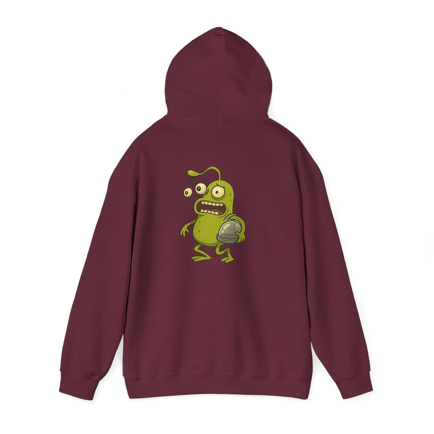 Alien Monster Hoodie — Cute Green Space Creature Graphic Hooded Sweatshirt