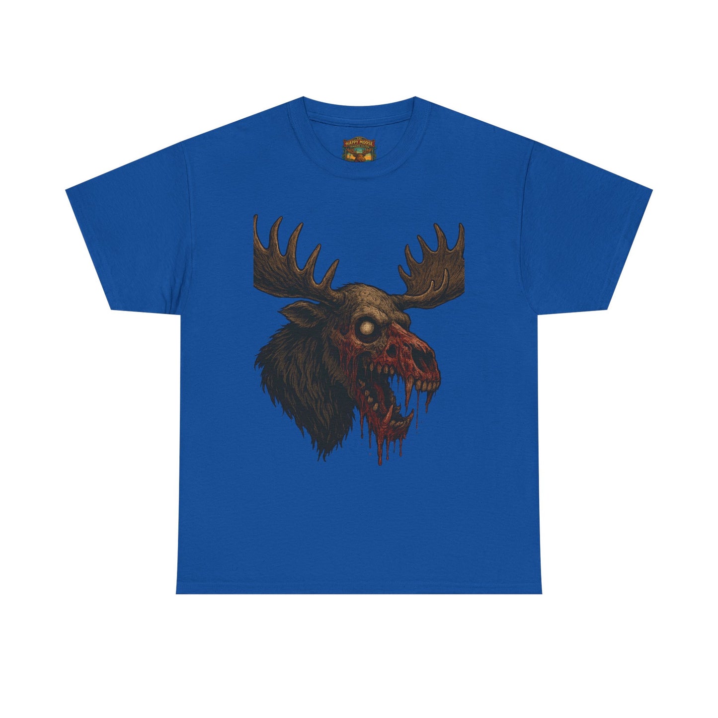 Horror Moose Skull Tee — Creepy Dripping Monster Head Graphic T-Shirt