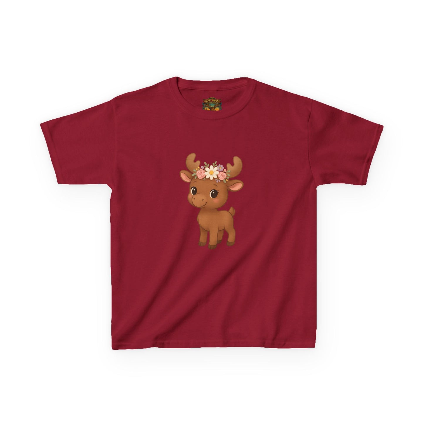 Kids Tee — Cute Floral Crown Baby Moose Graphic