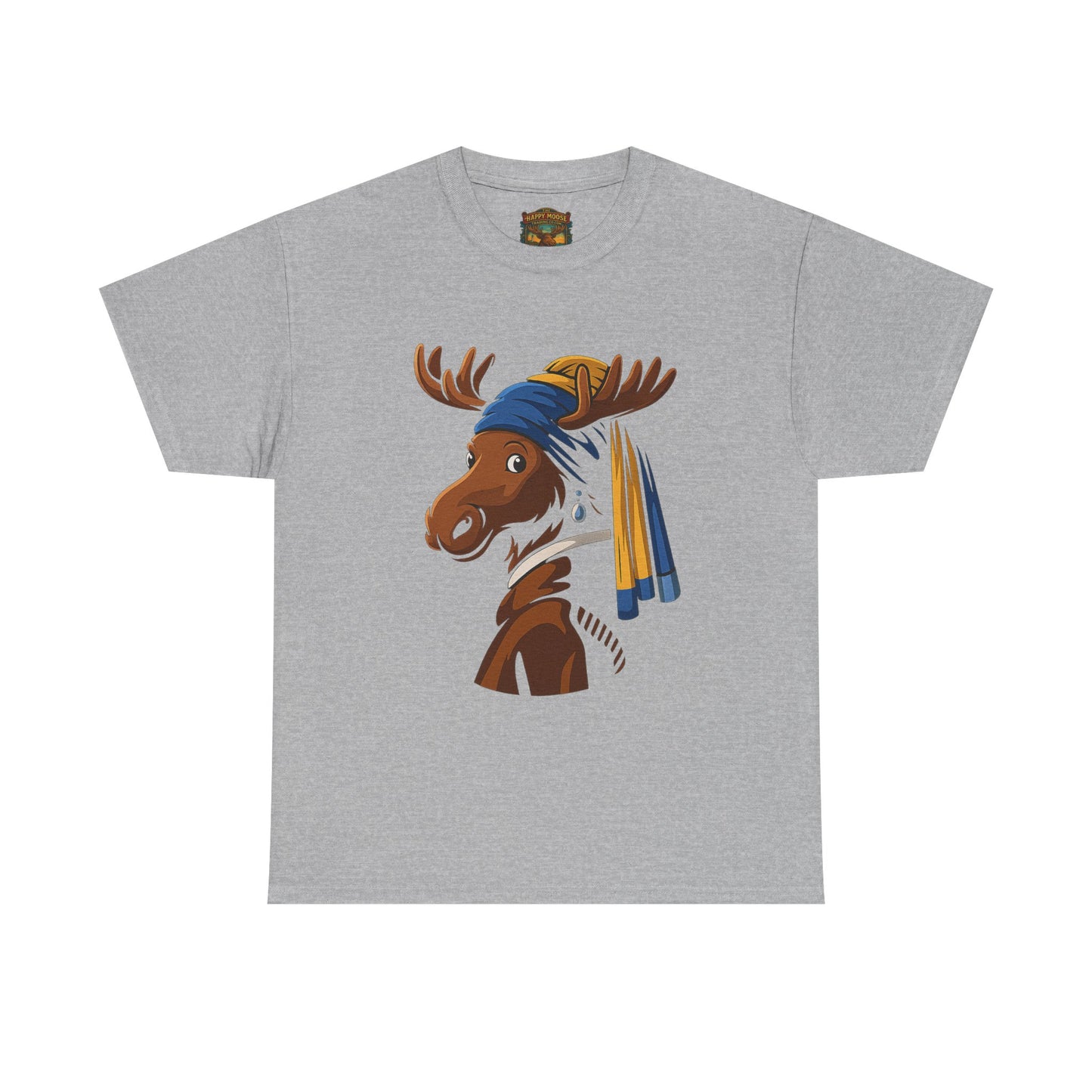 The Moose With The Pearl Earring Graphic Tee — Playful Moose with Headwrap T-Shirt