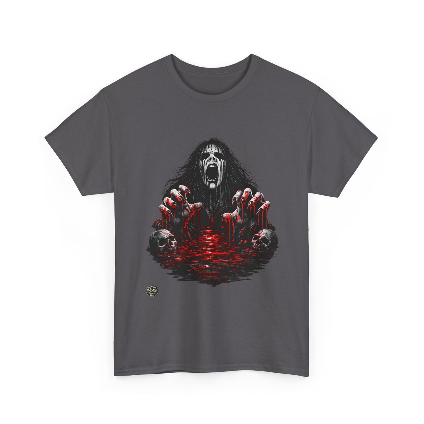 T-Shirt — Horror Scream Design with Red Blood Pool (Gothic Horror Tee)  EZ002