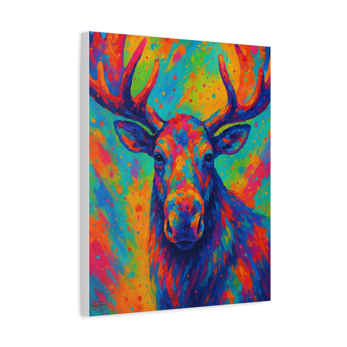 Colorful Moose Wall Art Canvas — Vibrant Wildlife Stretched Matte Canvas
