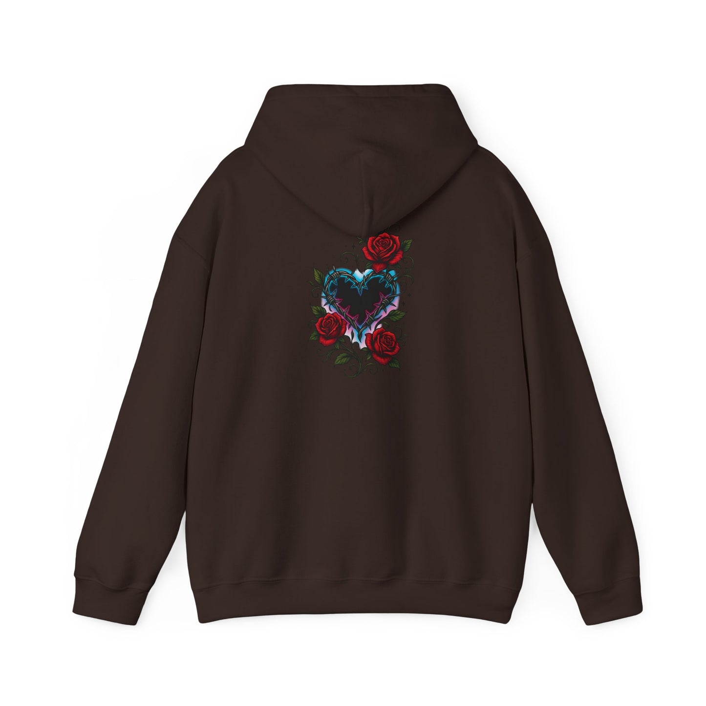 Rose Heart Tattoo Hoodie — Gothic Floral Heart Back Print