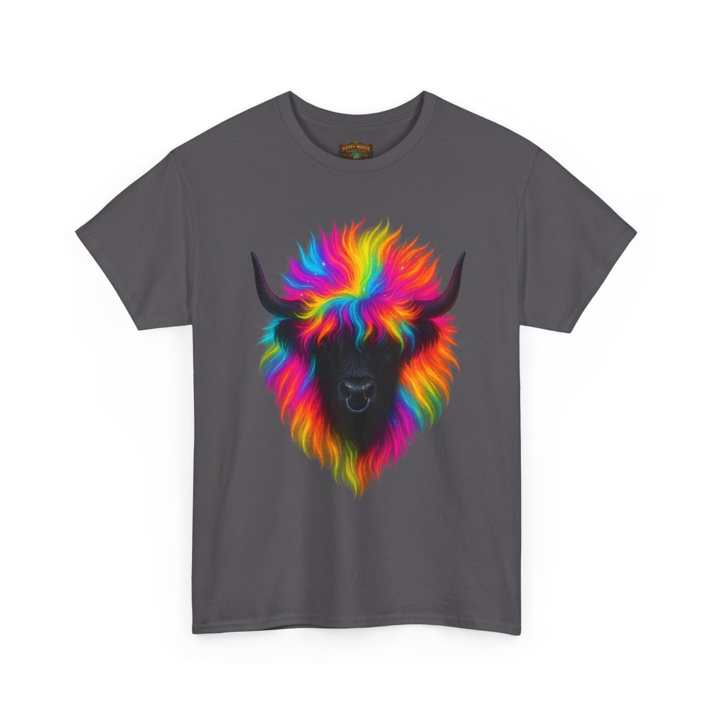 Rainbow Buffalo T-Shirt — Colorful Neon Bison Graphic Tee