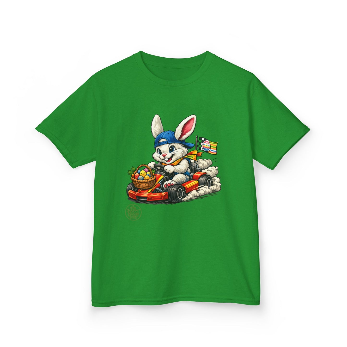 Kids Bunny Go-Kart Tee – Easter Bunny Racing with Candy Basket