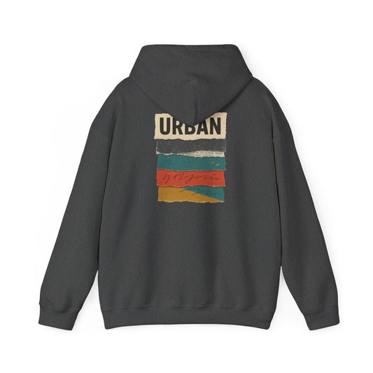 Hoodie — Retro 'Urban' Striped Vintage Paint-Texture Pullover