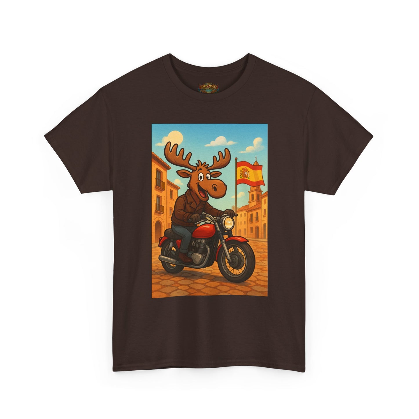 Happy Moose on a Motorcycle T-Shirt | Vintage Biker Animal Tee