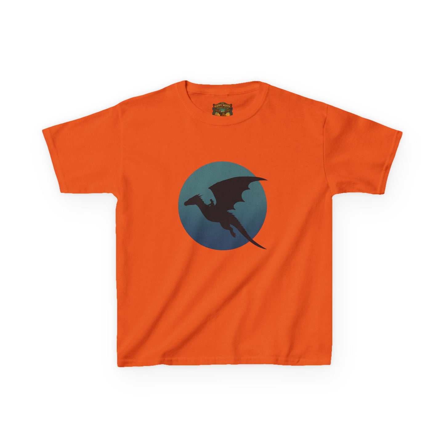 Kids Dragon Silhouette Tee — Fantasy Dragon Circle Graphic Shirt