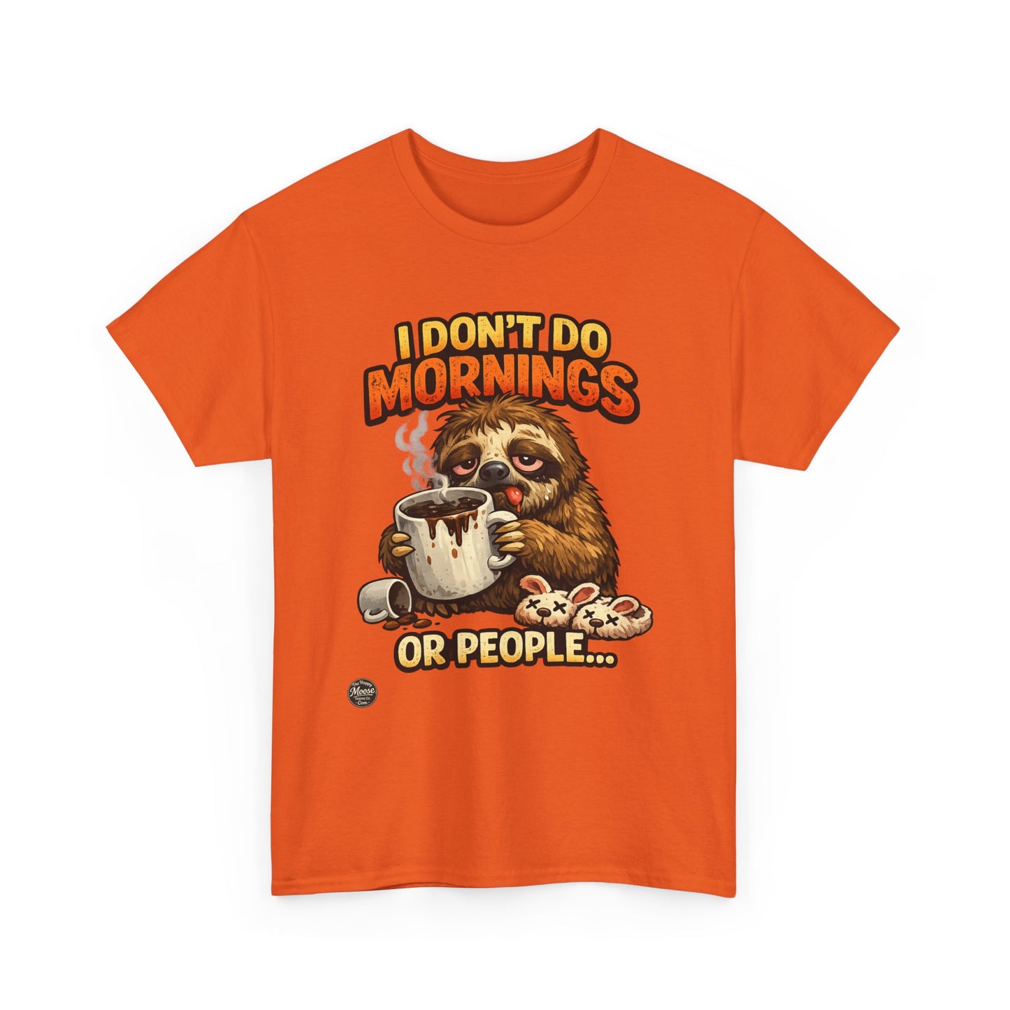 Sloth 'I Don't Do Mornings or People' Graphic Tee - Funny Coffee Shirt for Lazy Morning Lovers