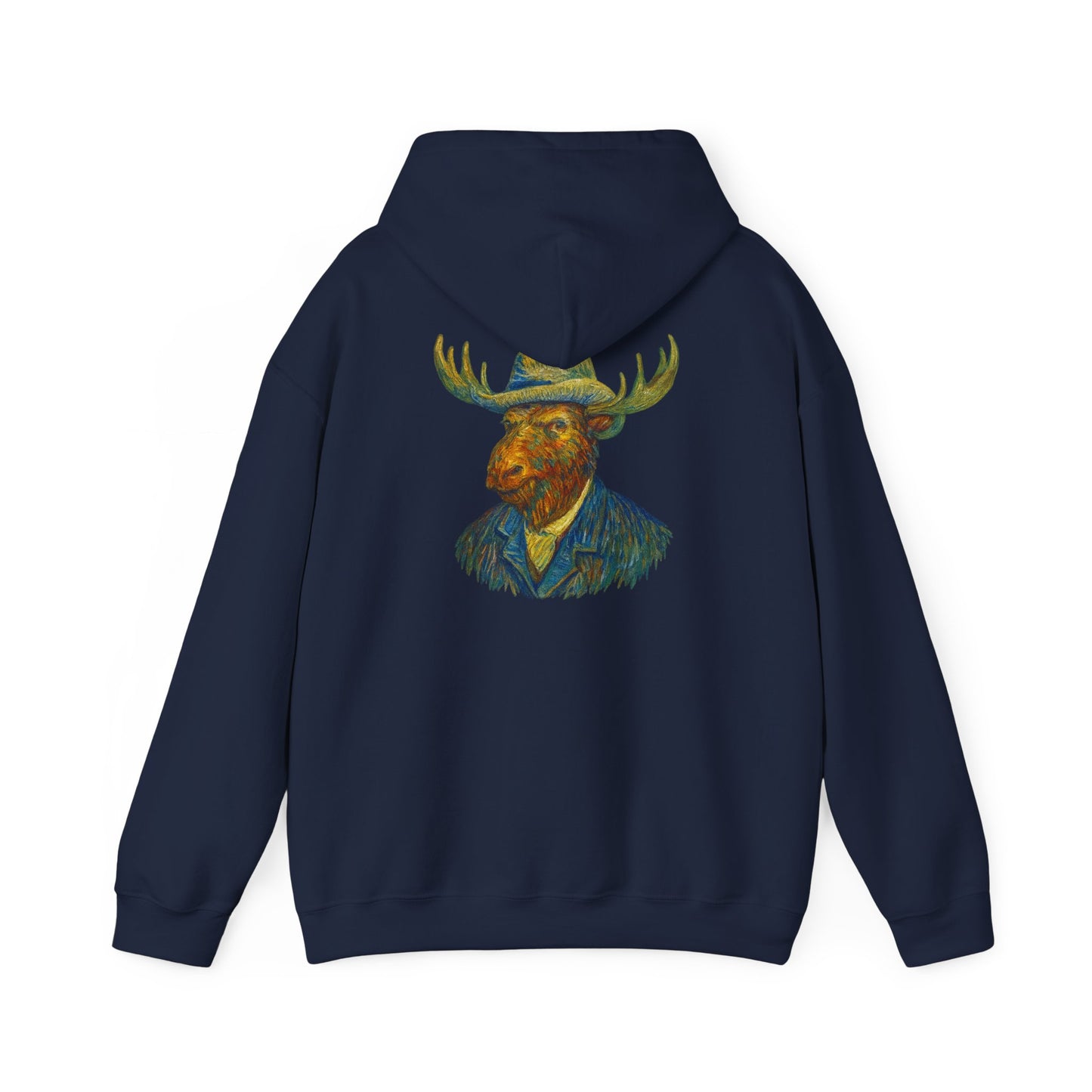 Van Gogh Moose Portrait Hoodie — Artistic Antlered Van Gogh Pullover