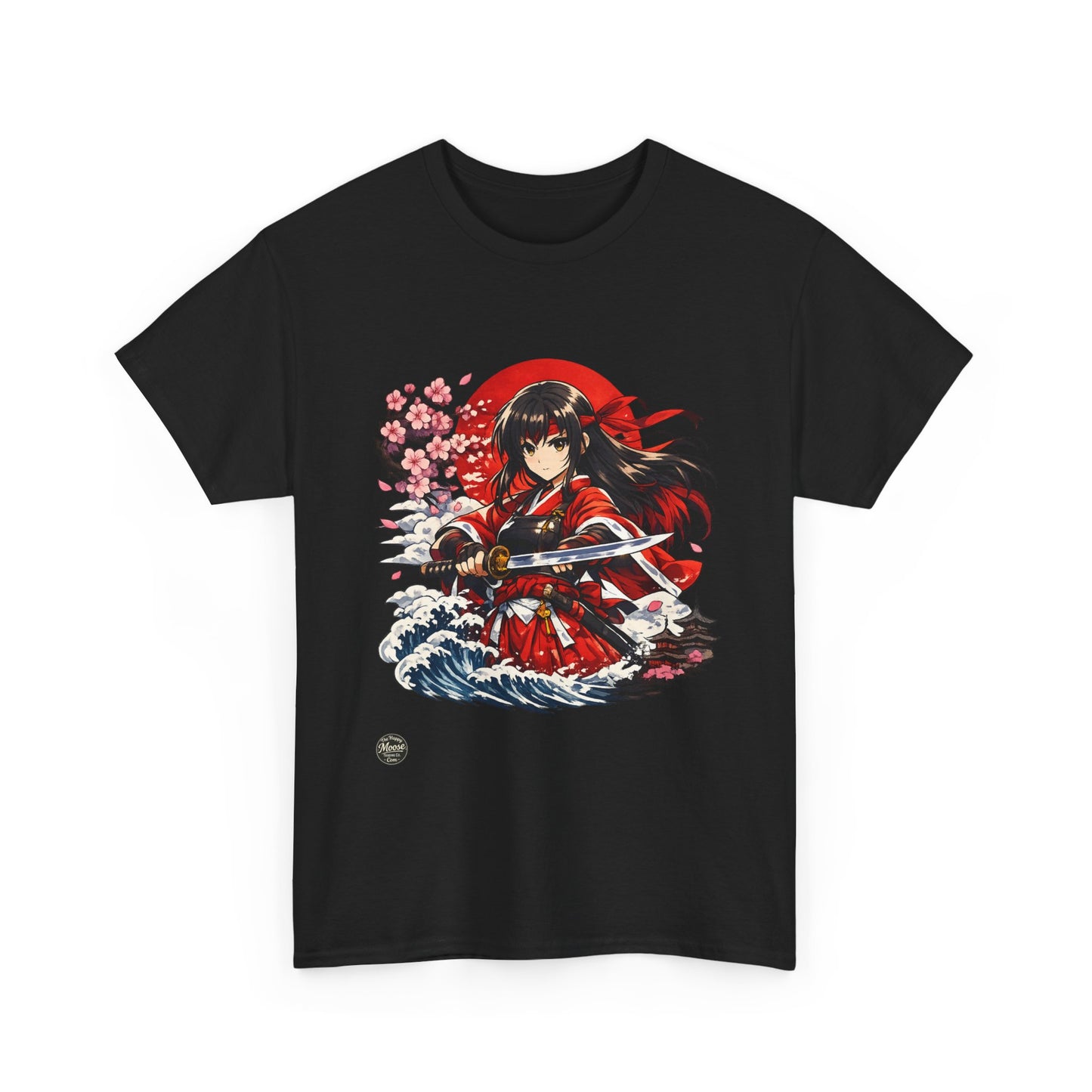 Anime Samurai Tee — Red Kimono Warrior Graphic T-Shirt #E006