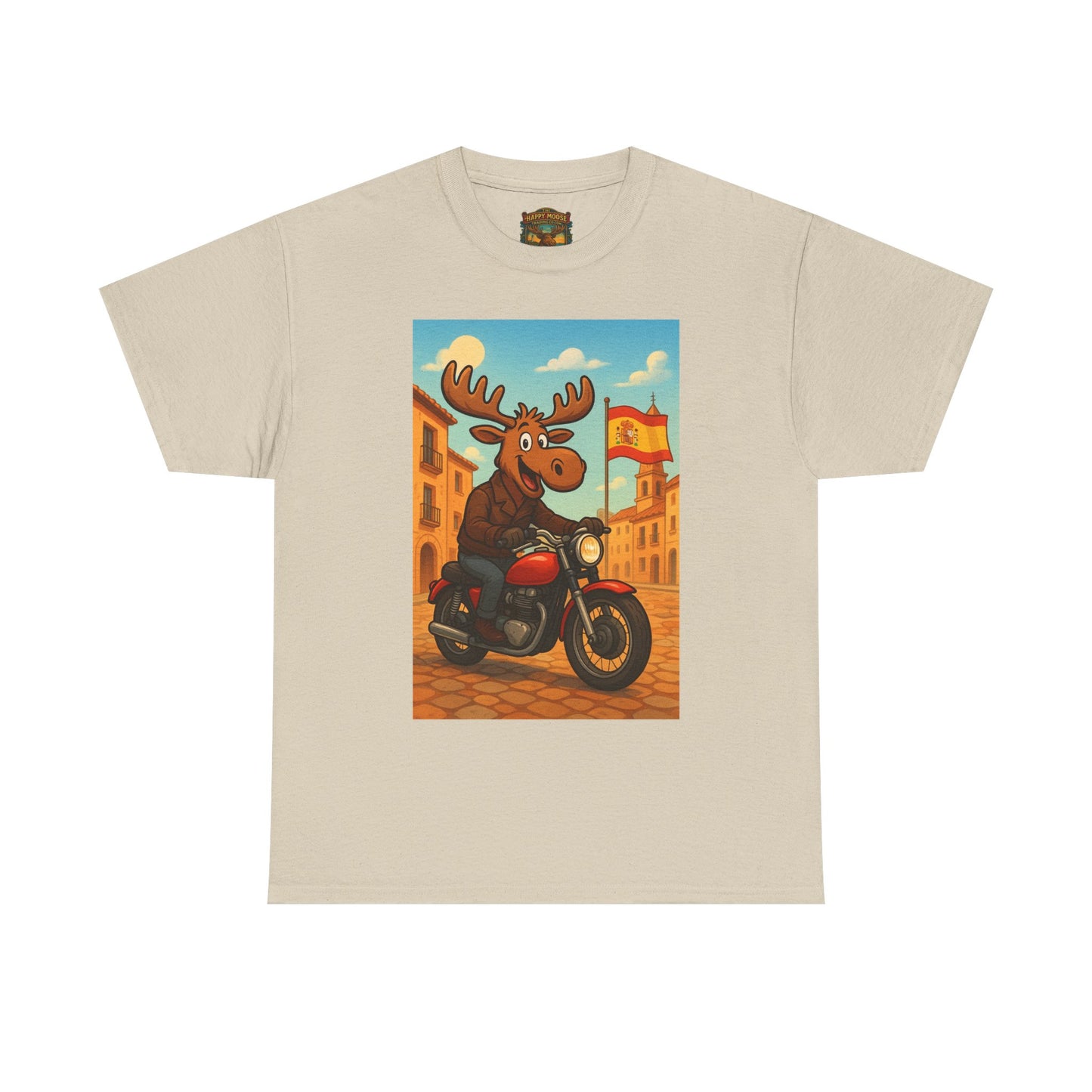 Happy Moose on a Motorcycle T-Shirt | Vintage Biker Animal Tee