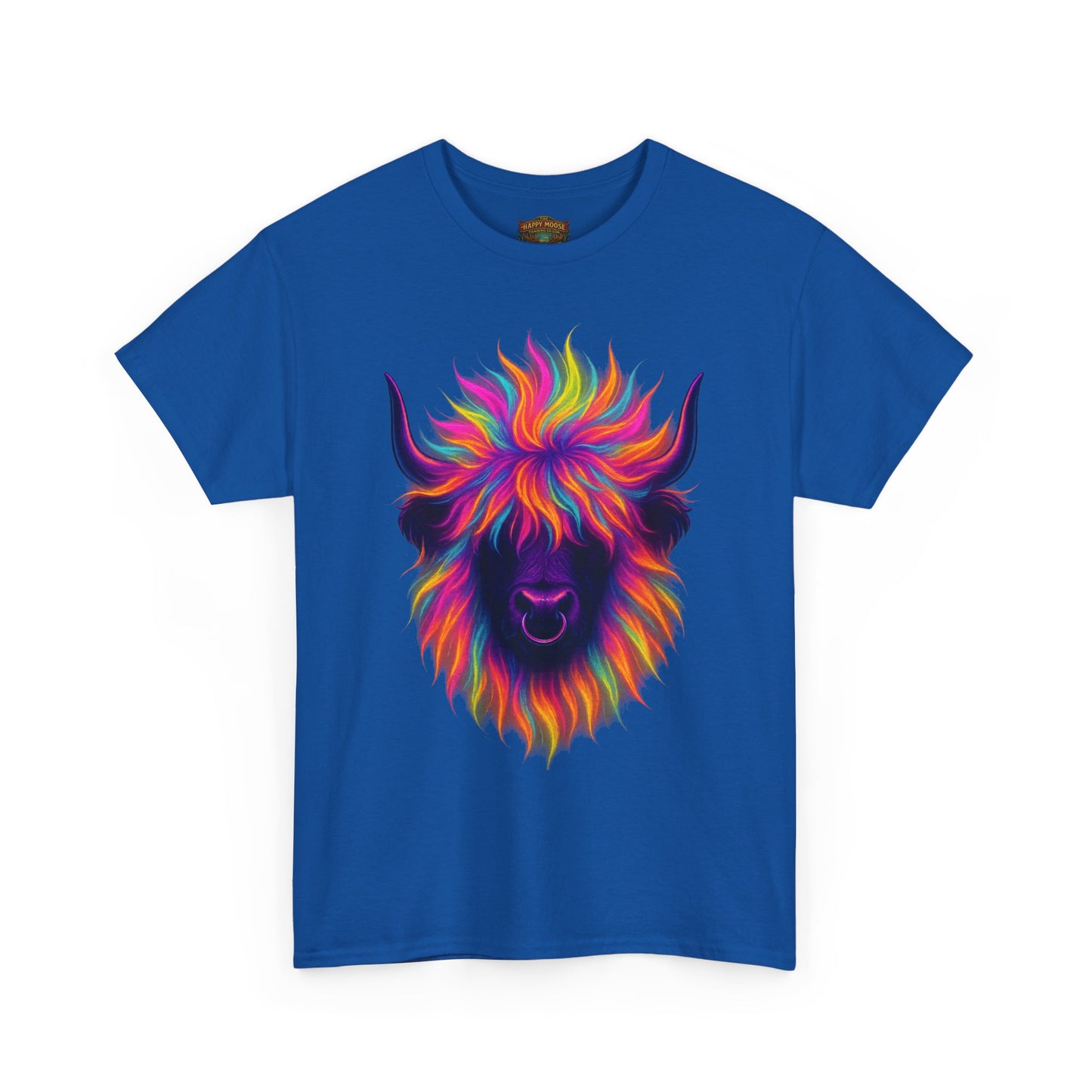 Colorful Highland Cow T-Shirt — Vibrant Rainbow Yak Graphic Tee