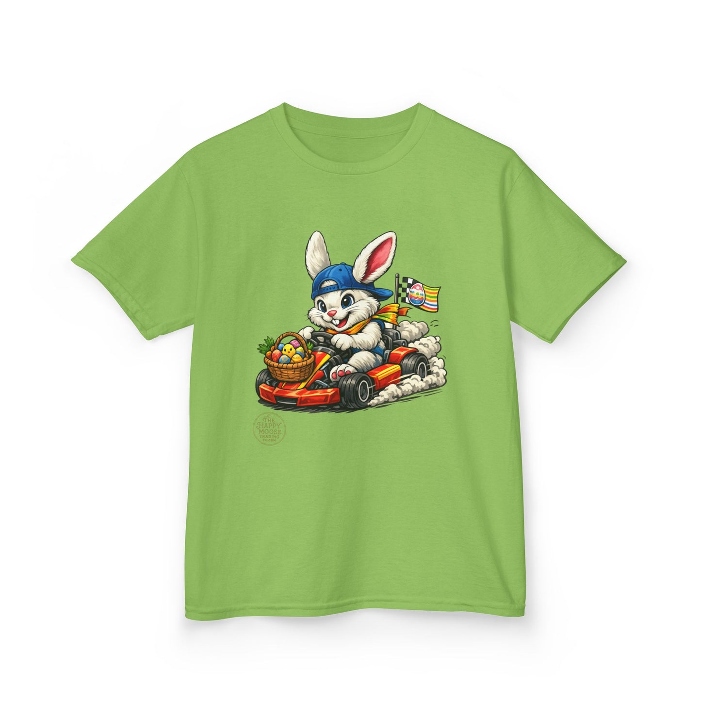 Kids Bunny Go-Kart Tee – Easter Bunny Racing with Candy Basket