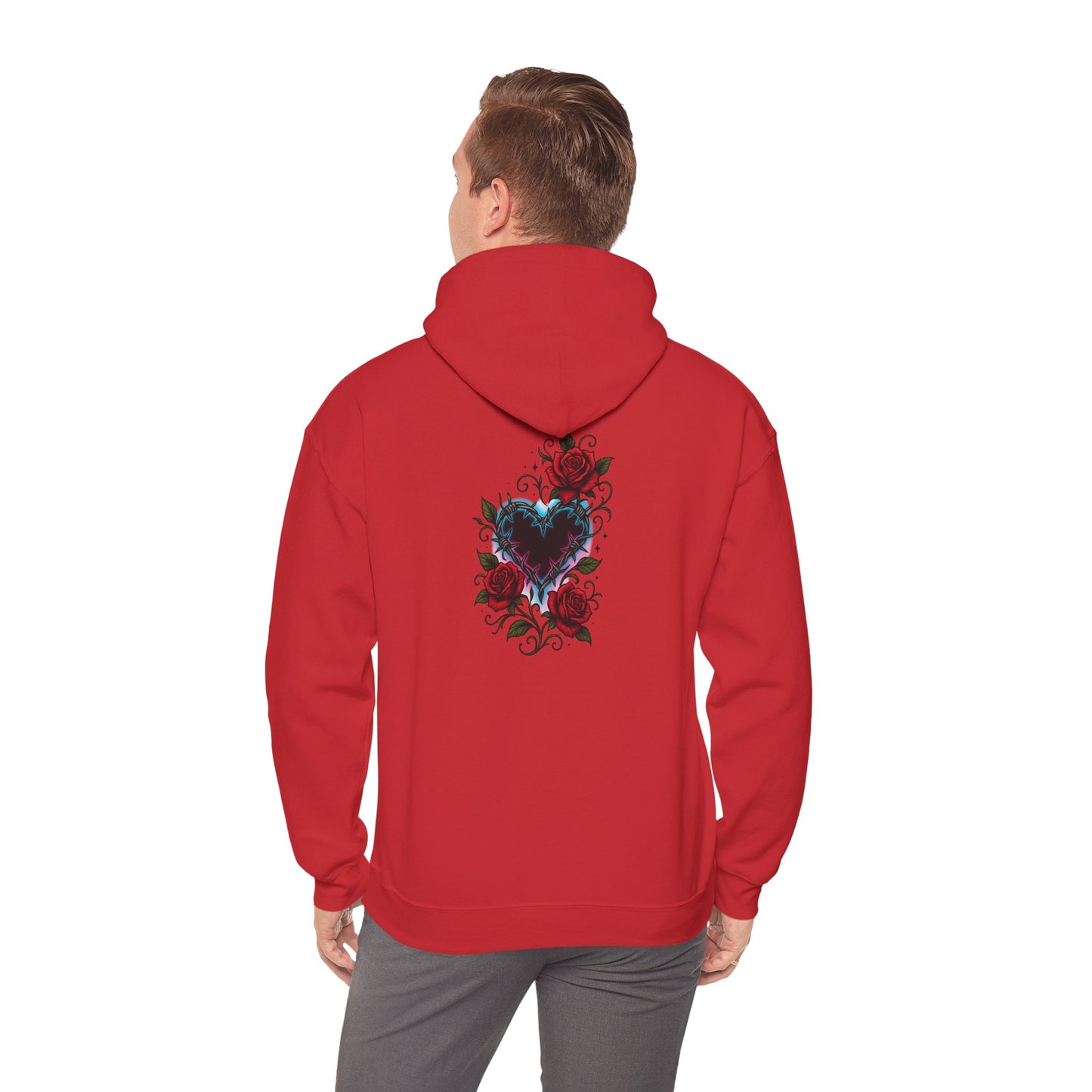 Rose Heart Tattoo Hoodie — Gothic Floral Heart Back Print