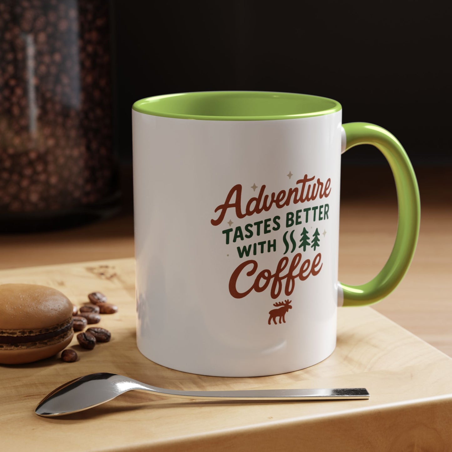Adventure Tastes Better With Coffee Mug — "Adventure Tastes Better with Coffee" Rustic Outdoor Camper Gift (11/15oz)
