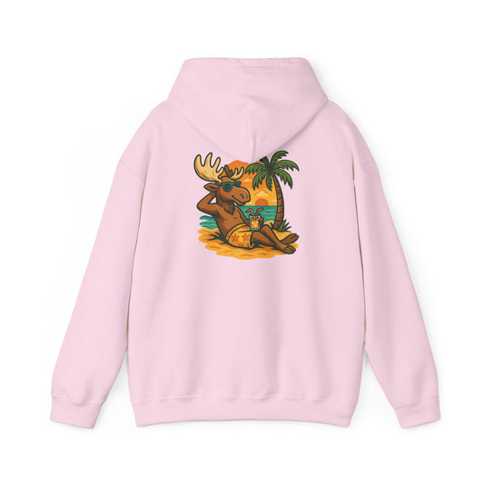 Hoodie — Relaxing Moose Beach Sunset Graphic Hooded Sweatshirt