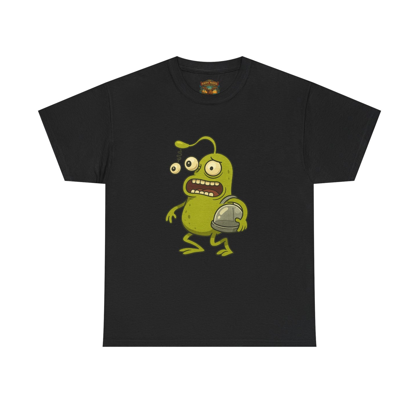 Green Alien Cartoon Tee | Funny Space Monster Illustration B