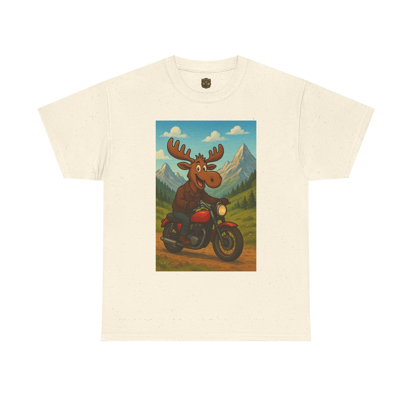 Happy Moose Motorcycle T-Shirt | Vintage Biker Moose Illustration