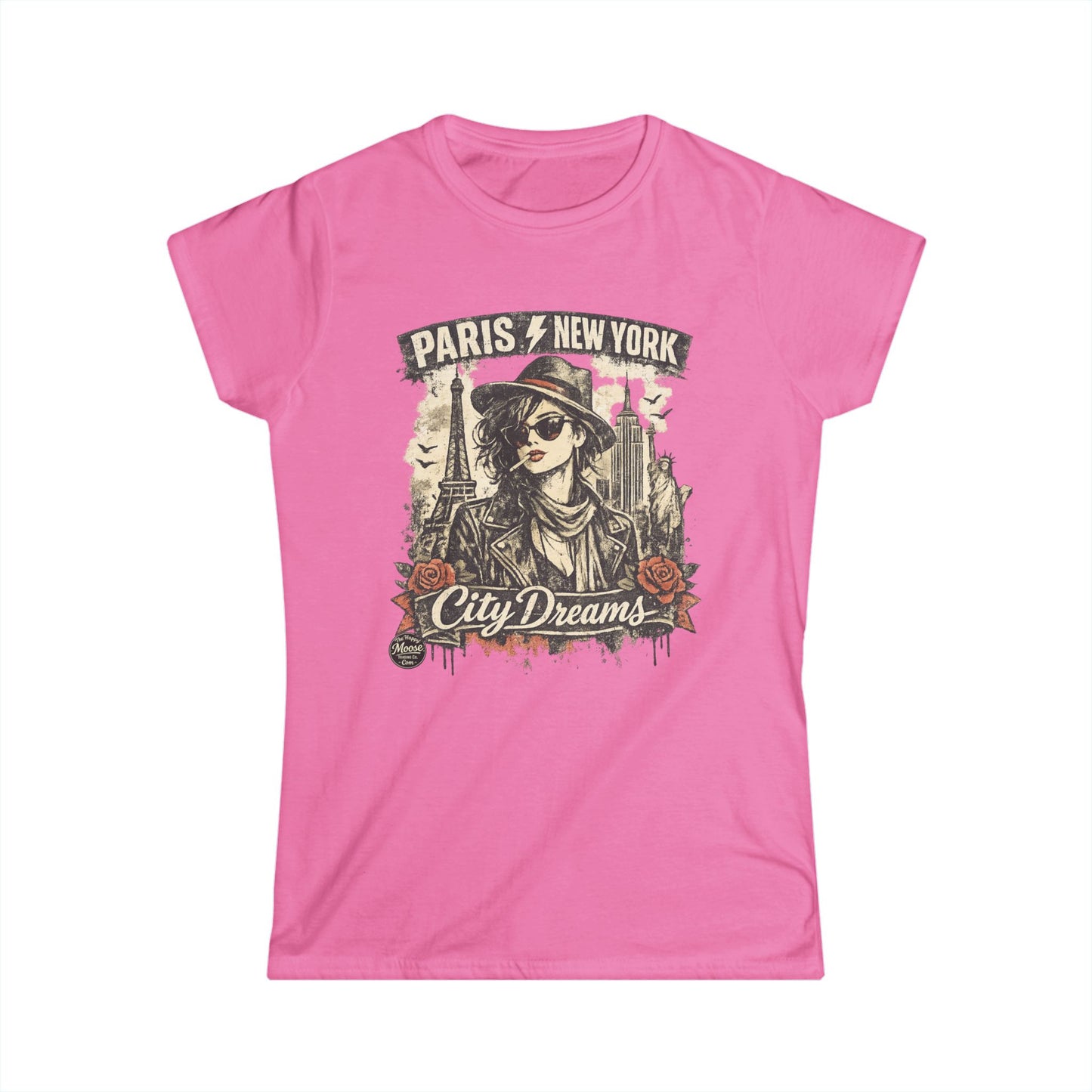 City Dreams Tee — Paris & New York Vintage Traveller Women's T‑Shirt #E