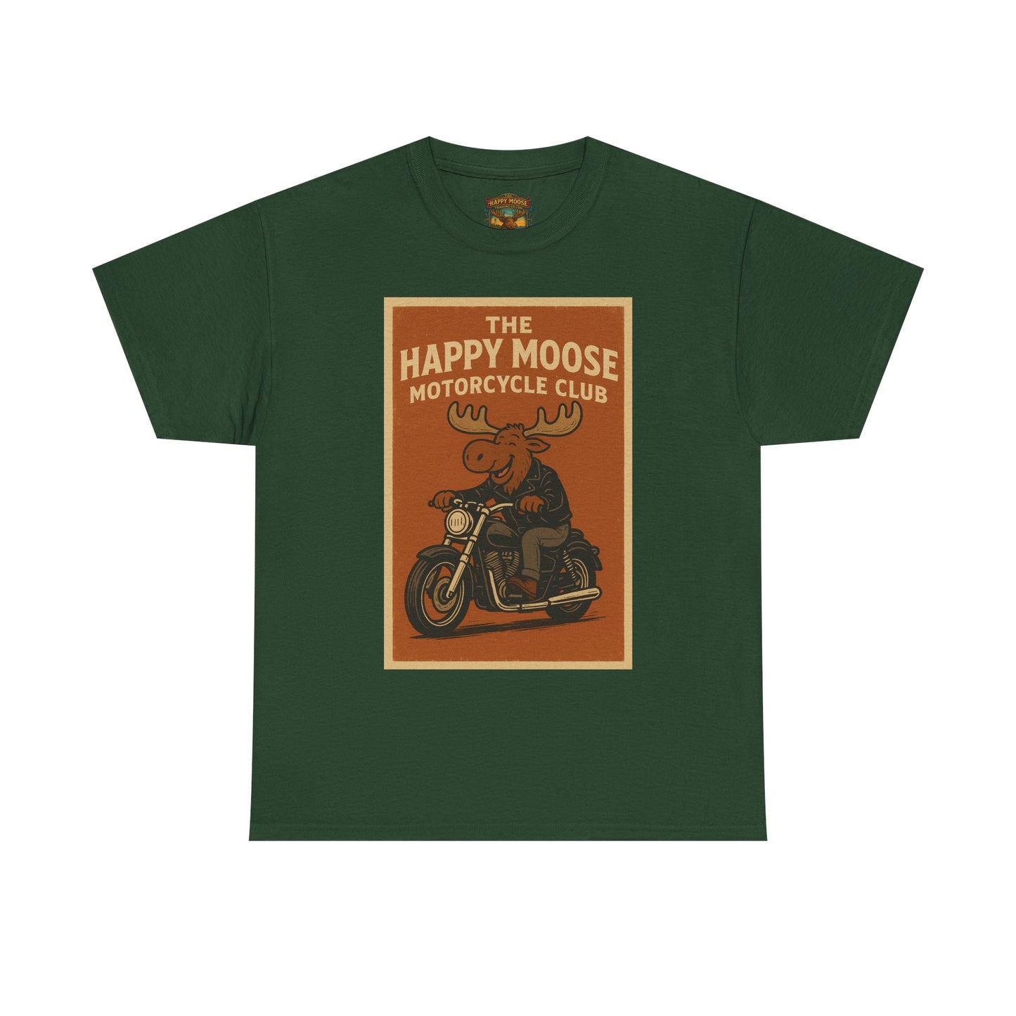 Happy Moose Motorcycle Club T-Shirt | Moose Biker Graphic